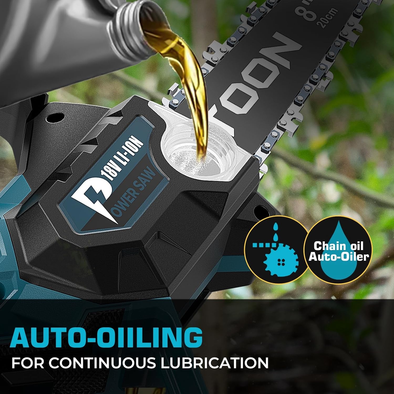 8-Zoll Kettensäge Für Makita 18V Akku, Automatischer Öler, Bürstenlose 6-Zoll Und 8-Zoll Akku Baumsäge, Batteriebetriebene Mini-Kettensäge Zum Holzschneiden Und Baumbeschneiden (Nur Werkzeug)