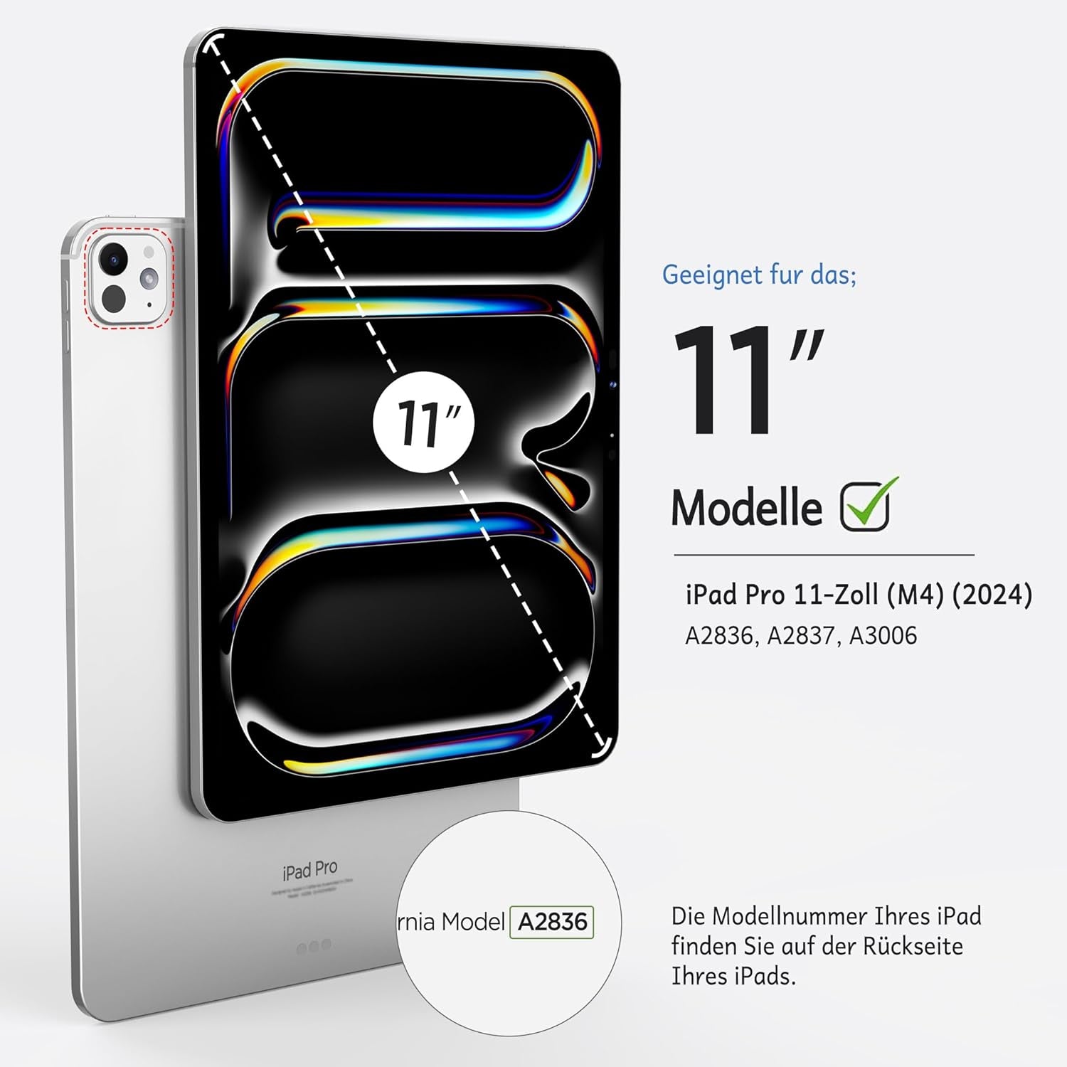 CACOE Hülle Tastatur Kompatibel Mit Ipad Pro 11 Zoll M4 Hülle 2024 Mit Touchpad, 7-Farbige Beleuchtung Abnehmbare Kabellose, Schwarz