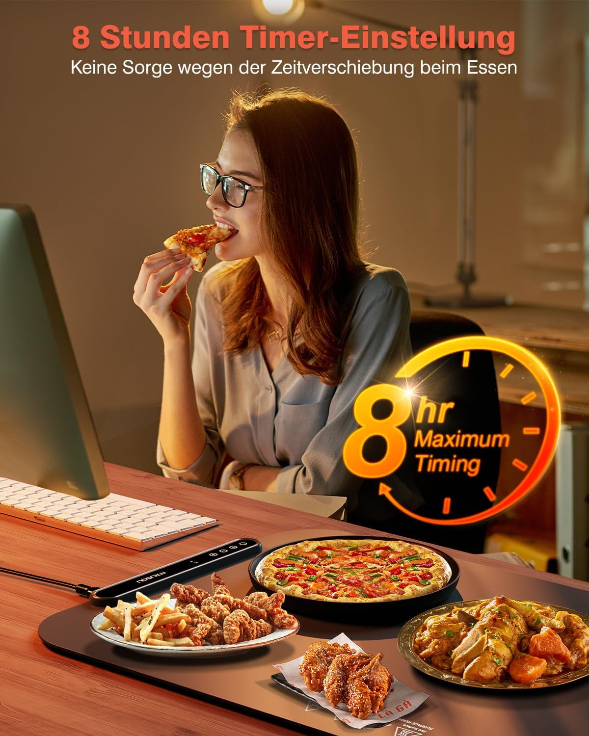 Warmhalteplatte Für Speisen, Speisenwärmer Ganzflächige Erwärmung Einstellbare Temperaturkontrolle, Tragbare Und Faltbare Heizplatte Mit Nano-Silikonmaterial Für Warm Halten Oder Auftauen