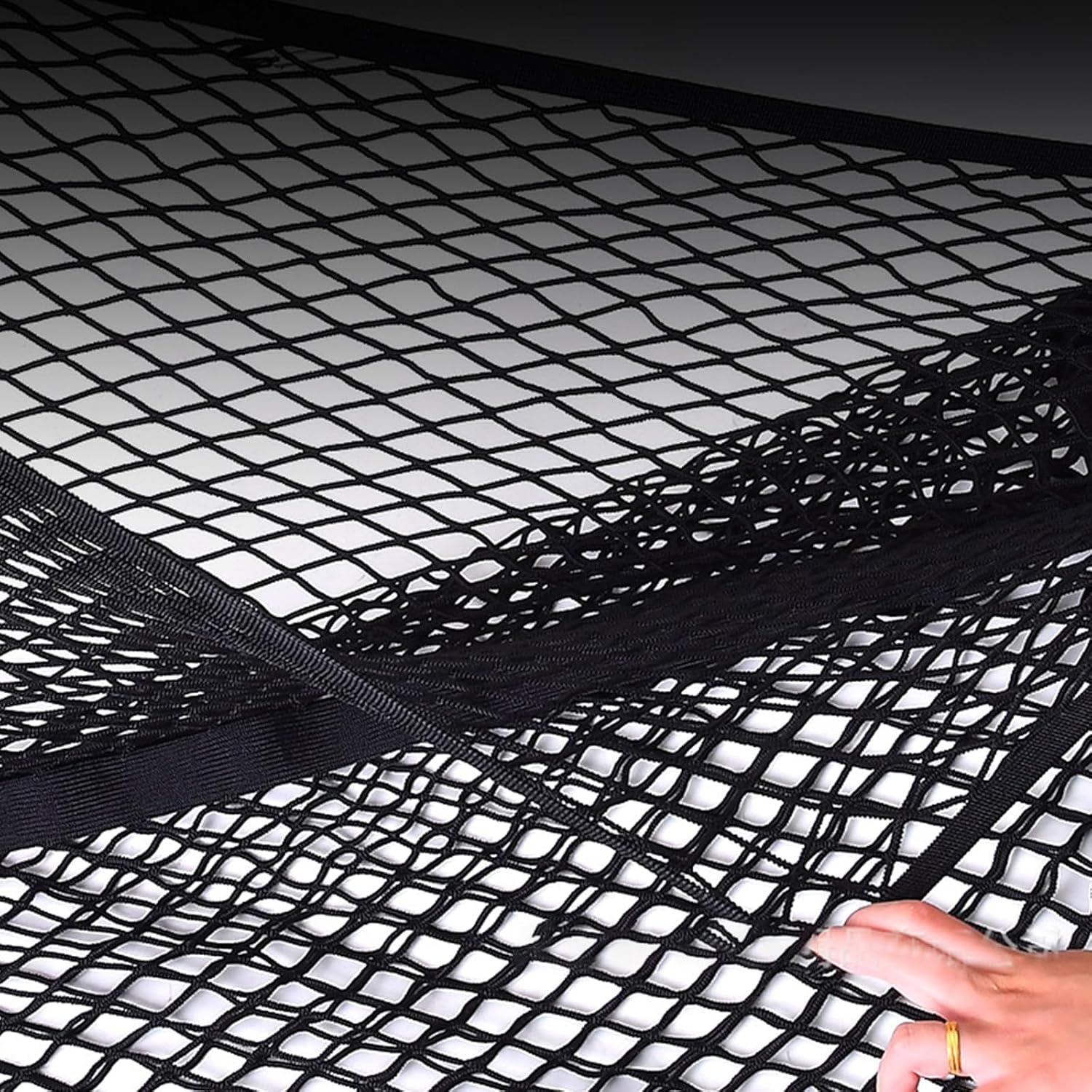 Hochelastisches Gepäcknetz Für Pickup-Trucks, Kofferraum Gepäcknetz & Anhängernetz, Auto-Gepäcknetz Mit Einhaken, Kofferraumnetztasche Für LKW, SUV, Usw (D, Doppelschicht)