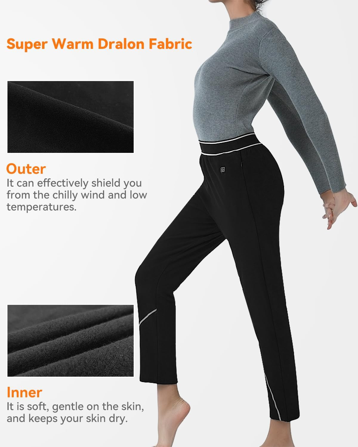 FERNIDA Damen Beheizte Hose, Thermounterwäsche Heizhose Thermo Leggings Mit Power Bank, Damen Beheizte Baselayer Hose,8 Heizkissen