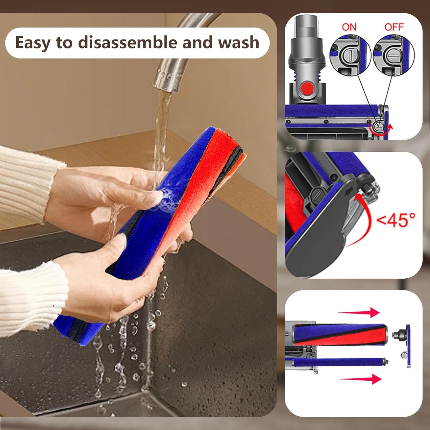 Softwalze Bodendüse Zubehör Für Dyson V8(SV10) V10(SV12) V11(SV14) V15 Staubsauger, Elektrischer Soft Roller Bürste Aufsatz Für Harte Böden