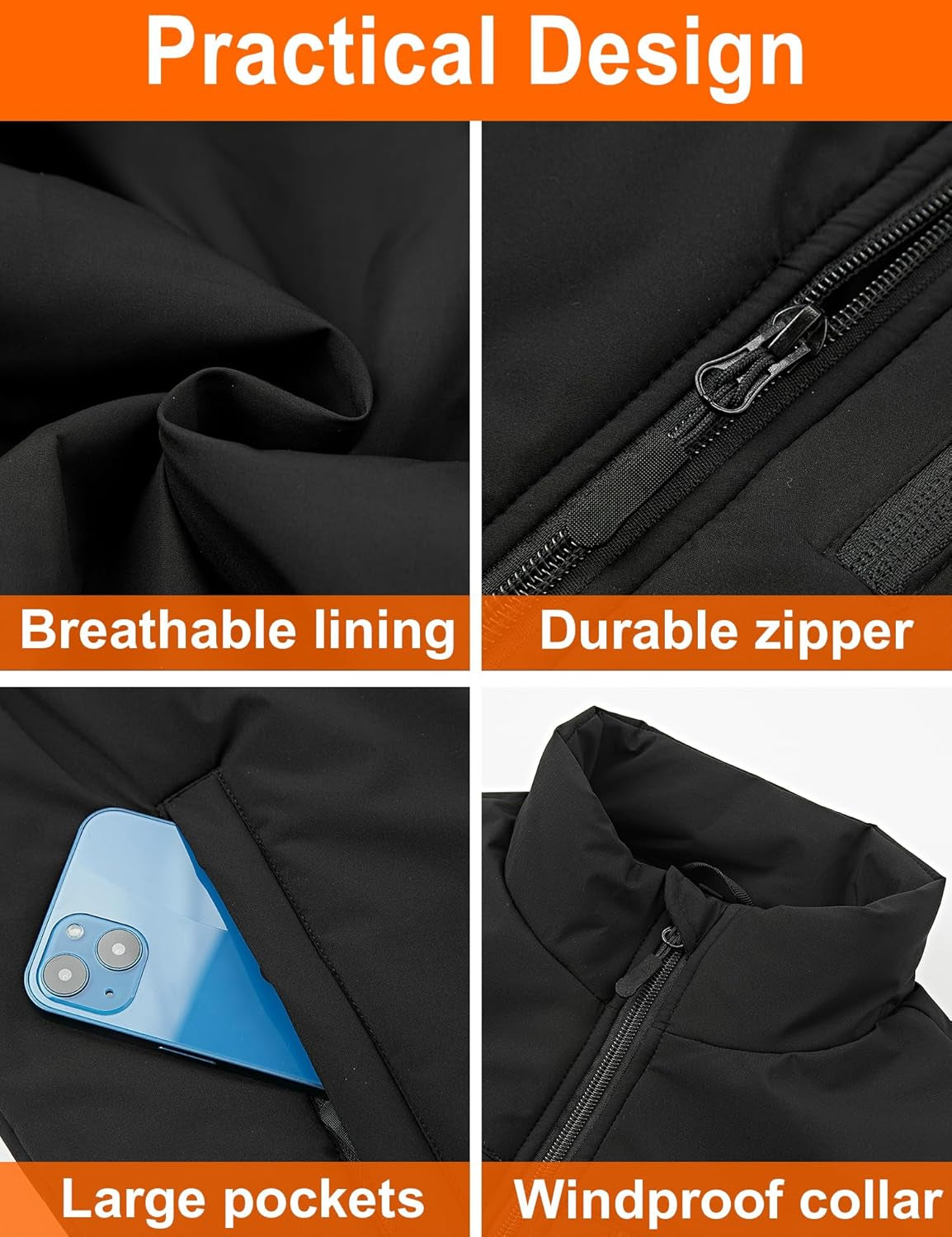 Beheizbare Weste Herren Mit 3 Einstellbar Temperatur 11 Heizzonen Heizweste Damen Beheizbare Jacke Maximale Temperatur 140°F (Ohne Akku)