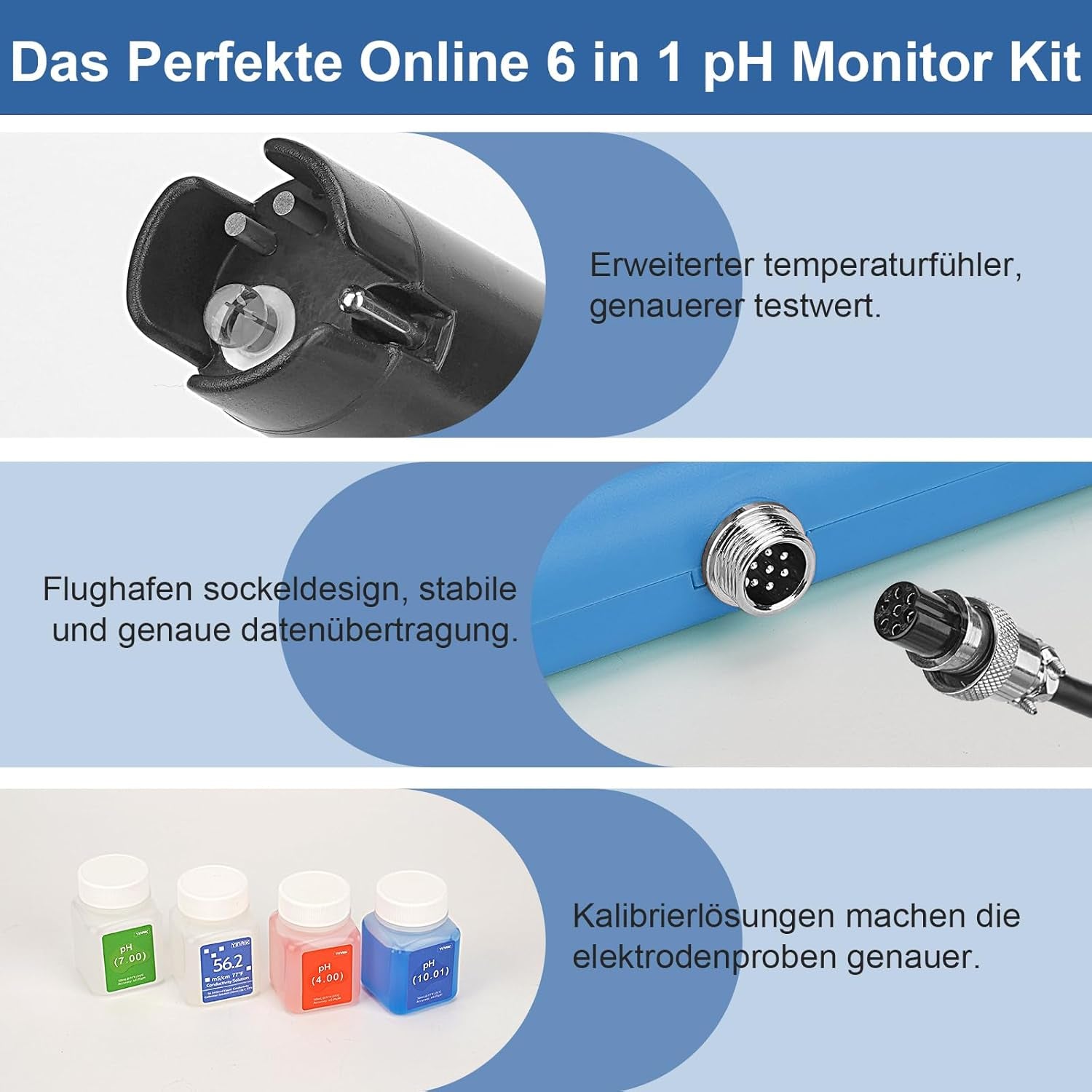 Ph Messgerät Salz Aquarium, All-In-One Ph-Tds-Salz Temperatur Luftfeuchtigkeit, Continuous Ph SALZ Monitor Mit Wifi Fernbedienung Für Hydrokulturen, Aquarien Und Pools