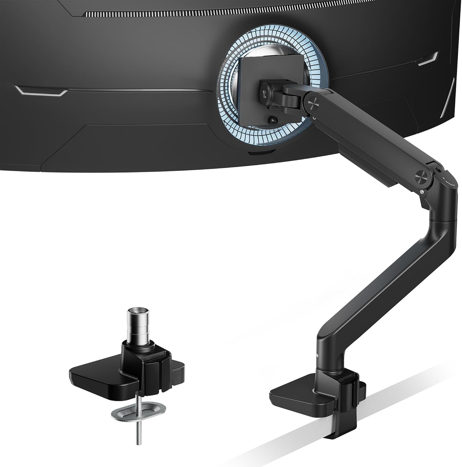 ARES WING Monitor Halterung Für 17 Bis 49 Zoll Bildschirme, Monitor Arm Mit Gasfeder, Verstellbarer Monitorständer Für 20Kg Computer Bildschirme, Monitorhalterung VESA 75/100 Mm,Schwarz