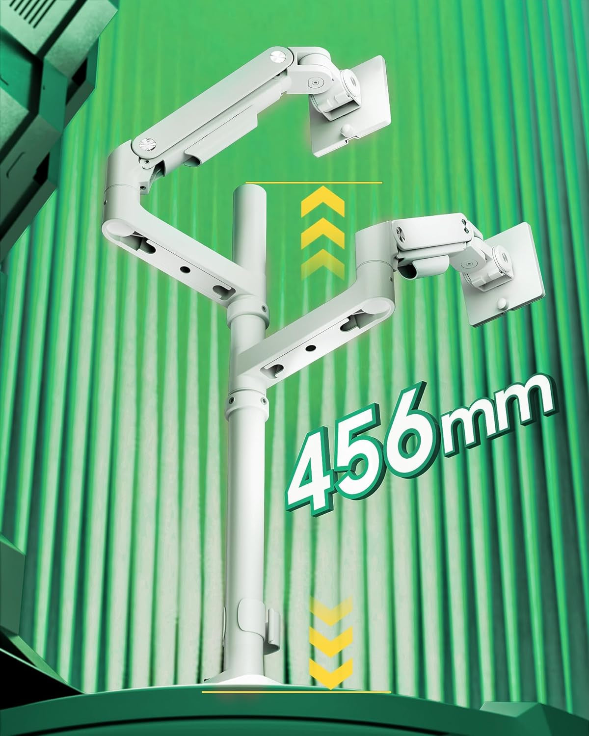 ARES WING Monitor Halterung 2 Monitore Für 17 Bis 49 Zoll Bildschirme, Höhenverstellbare Dual Monitor Arm Mit USB A/C Port, Weiß Bildschirmhalterung 2 Monitore, Max 20 Kg/Arm,Vesa 75 & 100