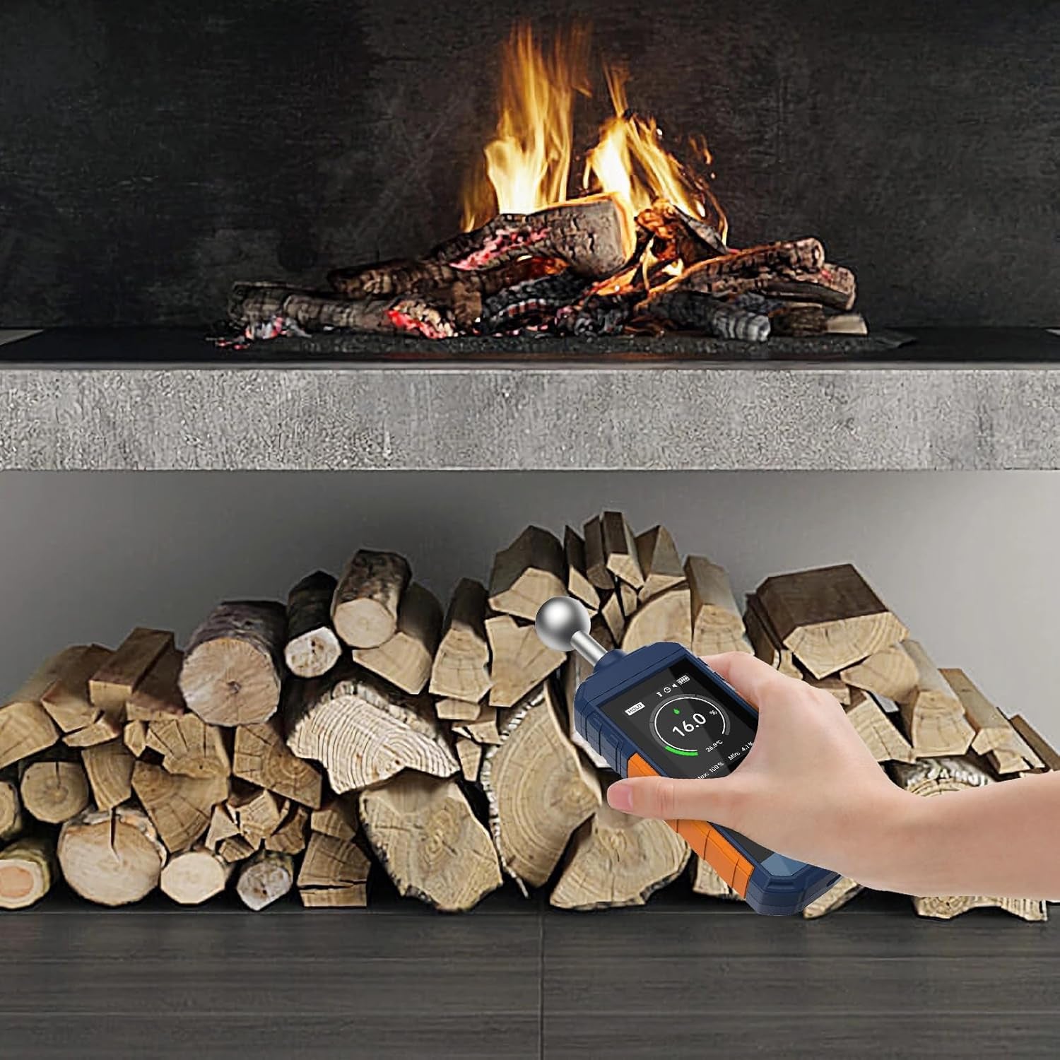 Feuchtigkeitsmessgerät, GOYOJO Holzfeuchtemessgerät Mit Lcd-Bildschirm Und Akustischem Alarm, Wiederaufladbare Feuchtigkeitsmesser Für Holz Brennholz Und Papier, Nachweis Von 5 Bis 40 Mm