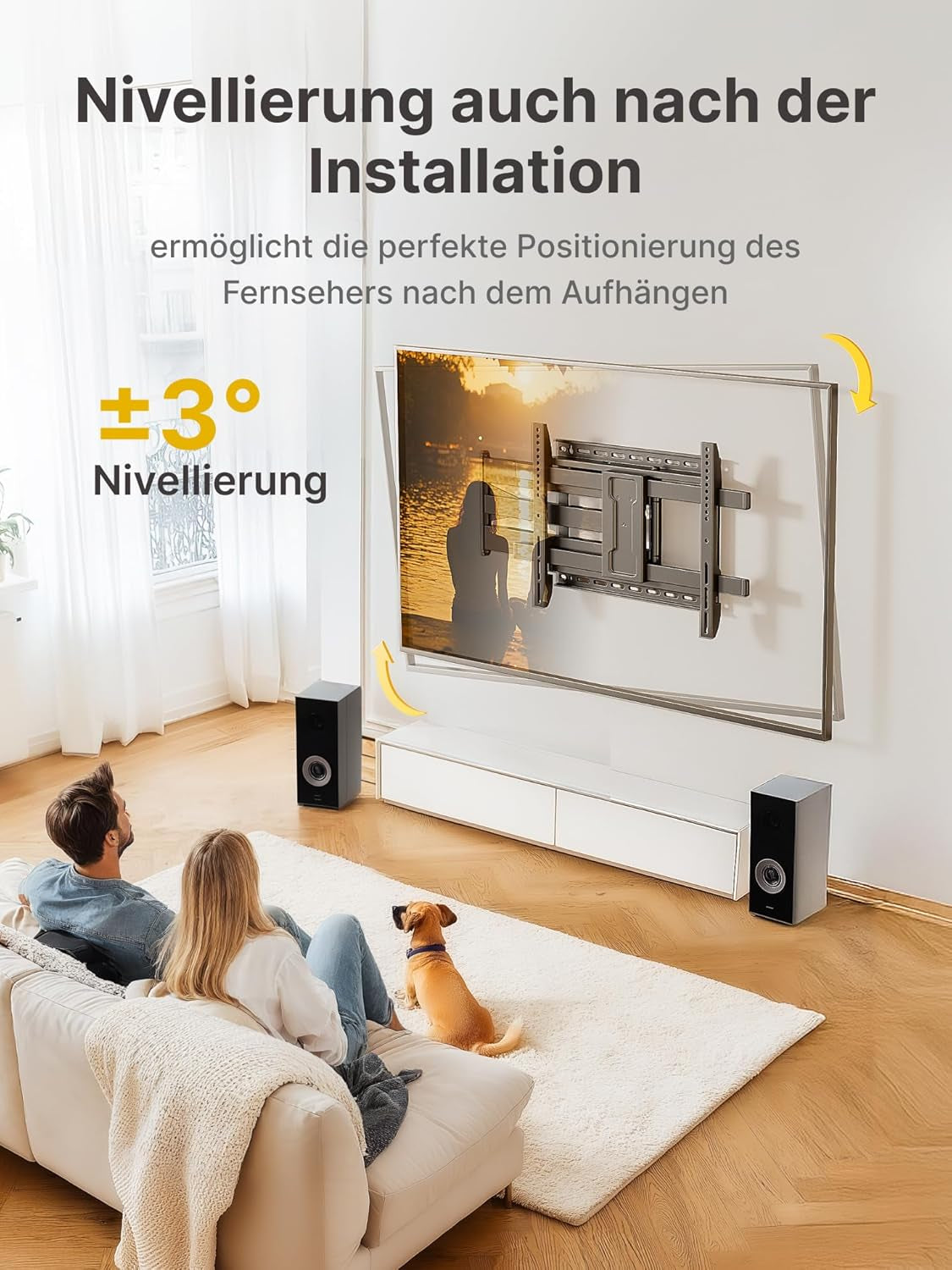 Montek Langarm-Tv-Wandhalterung Für Die Meisten 43-80-Zoll-Fernseher, Ausziehbare 42-Zoll-Tv-Wandhalterung, Schwenk- Und Neigbar, Passend Für Max. VESA 600 X 400 Mm, Bis Zu 50 Kg