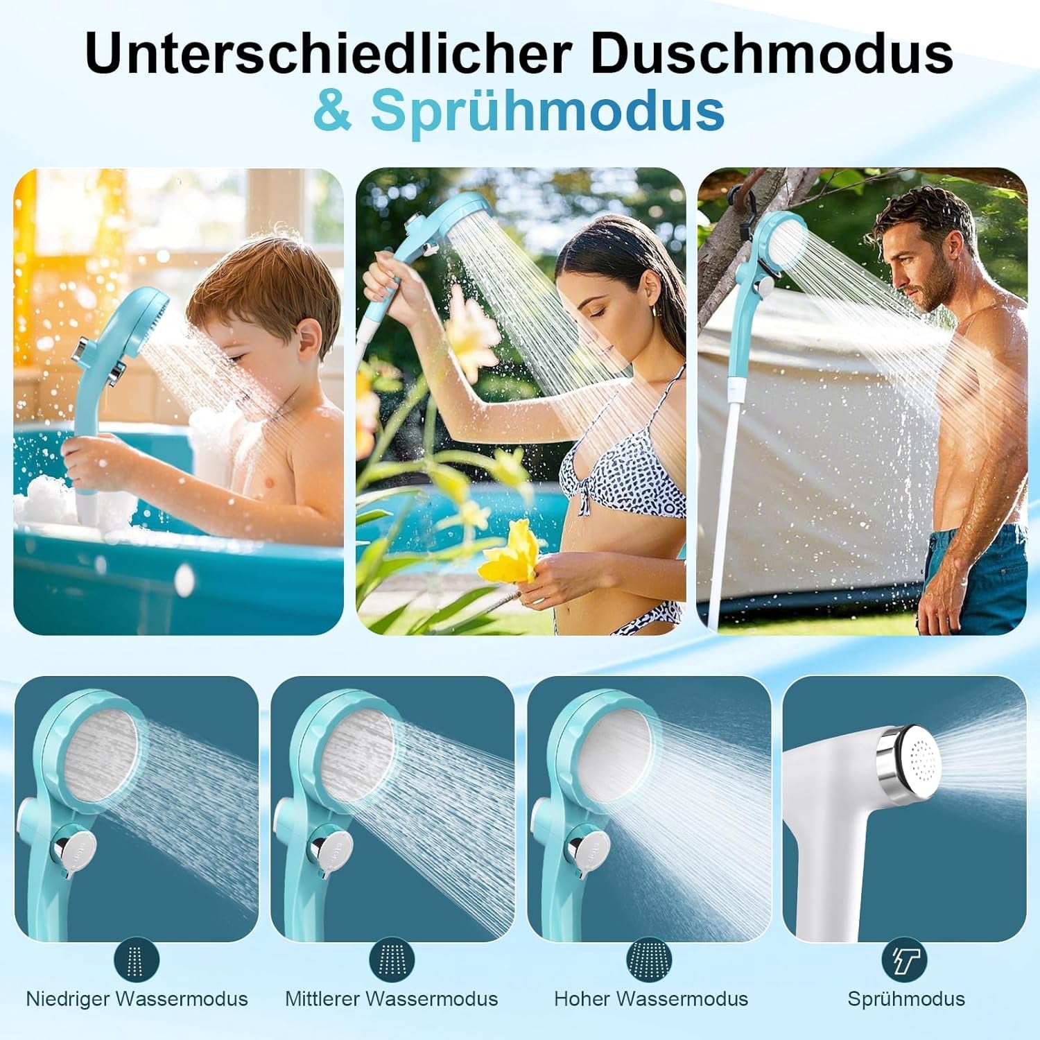Autopkio Tragbare Campingdusche, Camping Dusche Akku Mit Pumpe Und Smart Display, Mobile Dusche Outdoor Set Mit Duschkopf Für Wandern Autowaschen Haustier Garten