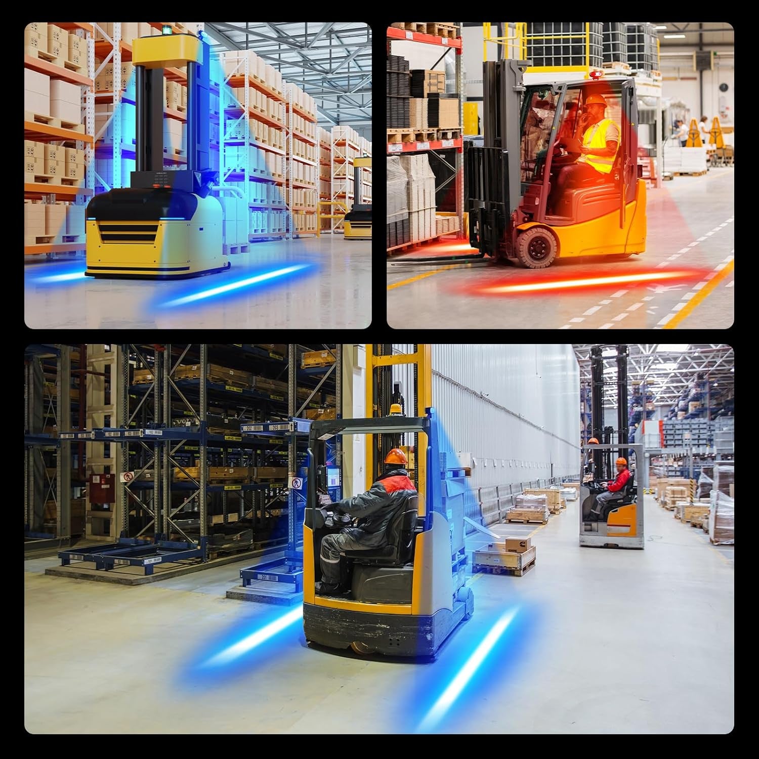 Dinfu 2Pcs 30W LED Gabelstapler Leuchtet Seitenleuchten Warnscheinwerfer Sicherheitswarnleuchte 12-80V Staplerwarnleuchte Für Autos Stapler Fahrzeug Rückwärtsfahre