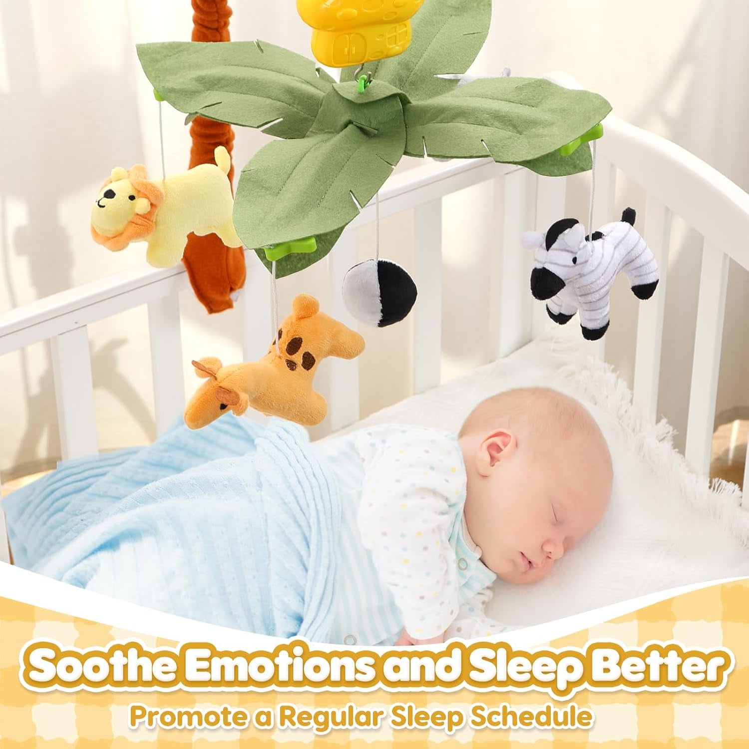 Baby Krippe Mobile Mit Musik, Hanging Rotating Arm, Nursery Mobile Mit Weichem Baumwollbezug, Baby Mobile Bettglockenspiel Für Jungen Und Mädchen, Wind-Up Music Box, Einfache Montage