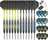 Dartpfeile Mit Metallspitze,12 Stück Steeldarts, 12 Aluminium Schaft Mit 24 Flights,Darts Zubehör. Profi Dartpfeile
