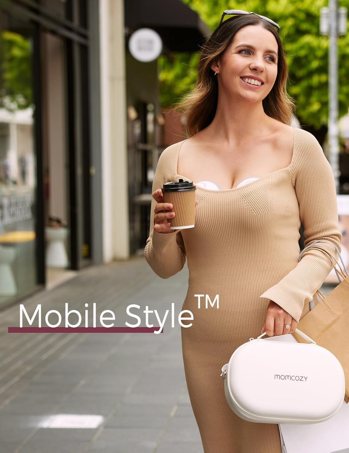 Momcozy Milchpumpe Mobile Style| M6, Tragbare Stillpumpe, Idealer Rhythmus Für Mehr Milch, Doublefit-Flansch, Mehr Passform Und Diskretion Mit 3 Modi Und 9 Stufen - 24 Mm (1, Grau)