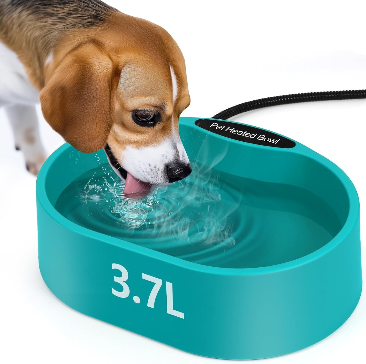 Beheizter Wassernapf Für Hunde, 3.7L Beheizter Haustiernapf, Beheiztes Frostschutz Tränkebecken, 2M Anti-Bite Kabel, Beheizbarer Wassernapf Für Hunde Katze Hasen Hühner Im Winter