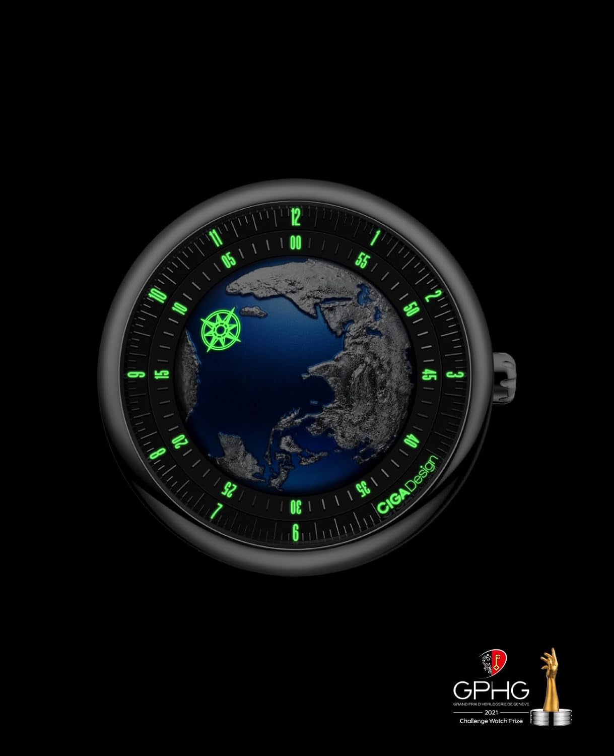 CIGA Design Automatik Uhr Herren - Blue Planet Armbanduhr Edelstahl/Titan/Keramik Mit Fluorkautschuk Armband