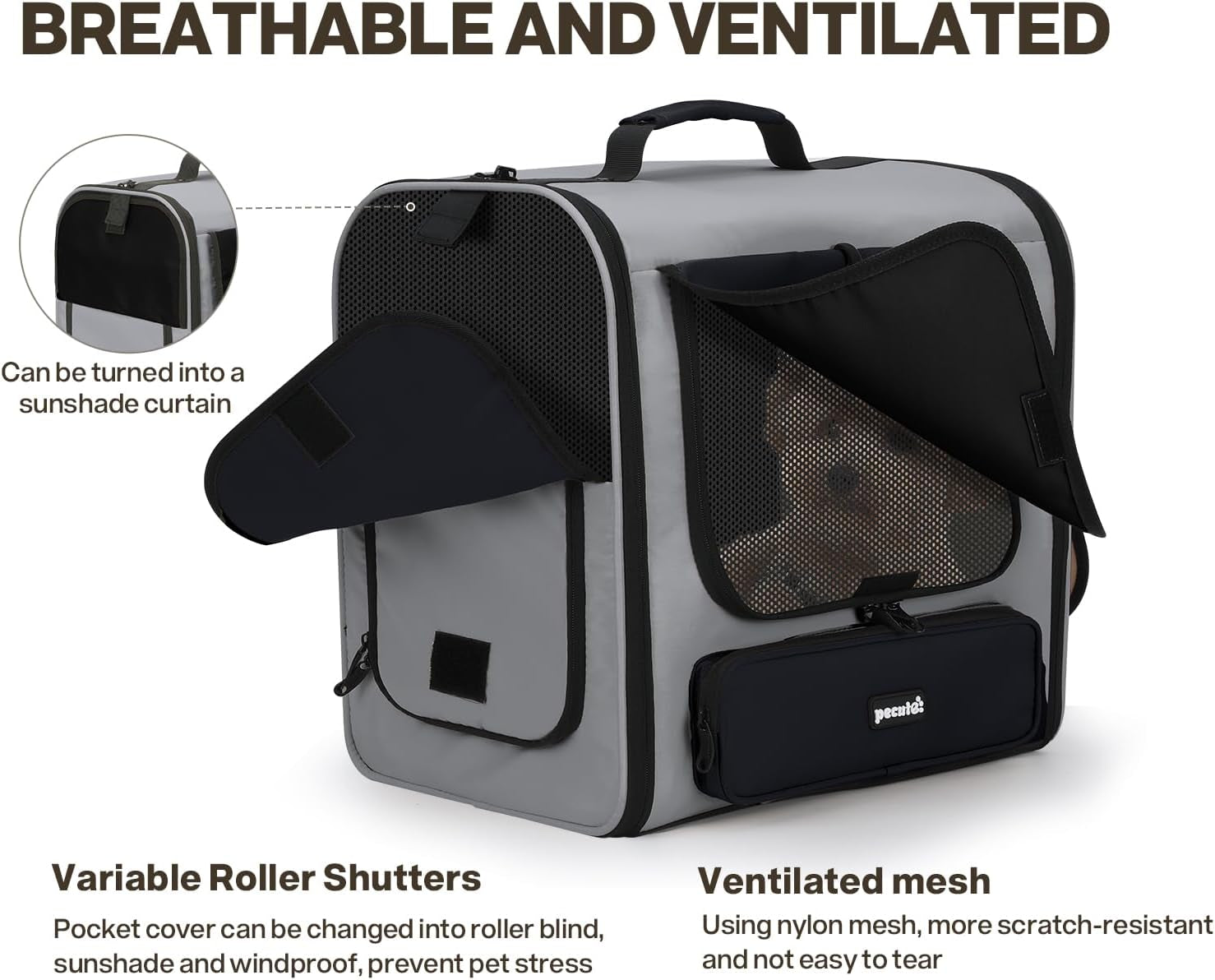 Pecute Große Katzen Rucksack Tragetasche Für Katzen & Kleine Hunde, Belüfteter & Robuster Haustier Rucksack Für Wandern, Camping, Reisen Leichtes, Ergonomisches Design, Grau