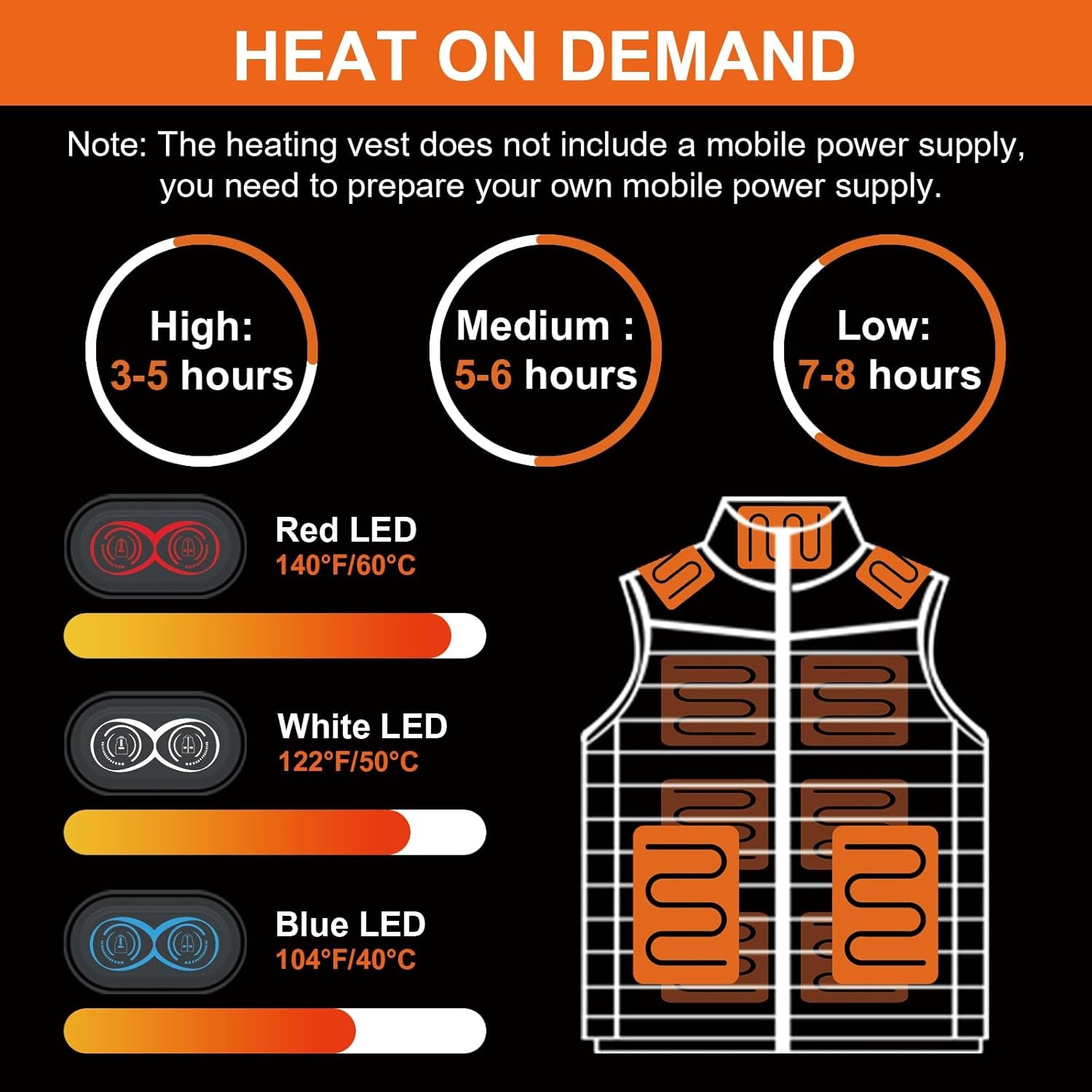 Beheizbare Weste Herren Mit 3 Einstellbar Temperatur 11 Heizzonen Heizweste Damen Beheizbare Jacke Maximale Temperatur 140°F (Ohne Akku)
