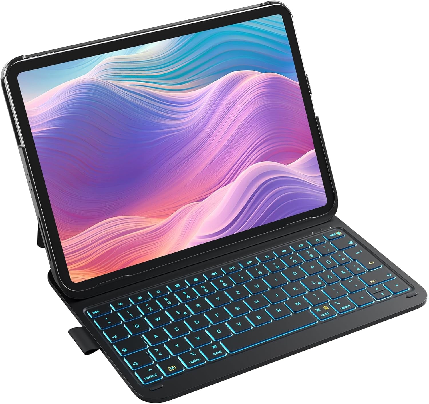 Inateck Ultraleichte Hülle Mit Tastatur Für Ipad 10 Gen,11 Gen. A16 2025 11 Zoll,Ipad Air 11" M3/M2 (2025/2024),Air 5/4,Pro 11 4/3/2/1,7-Farbiger Beleuchtung,Mit Stifthalter,Qwertz,Airtap BK2007-RGB