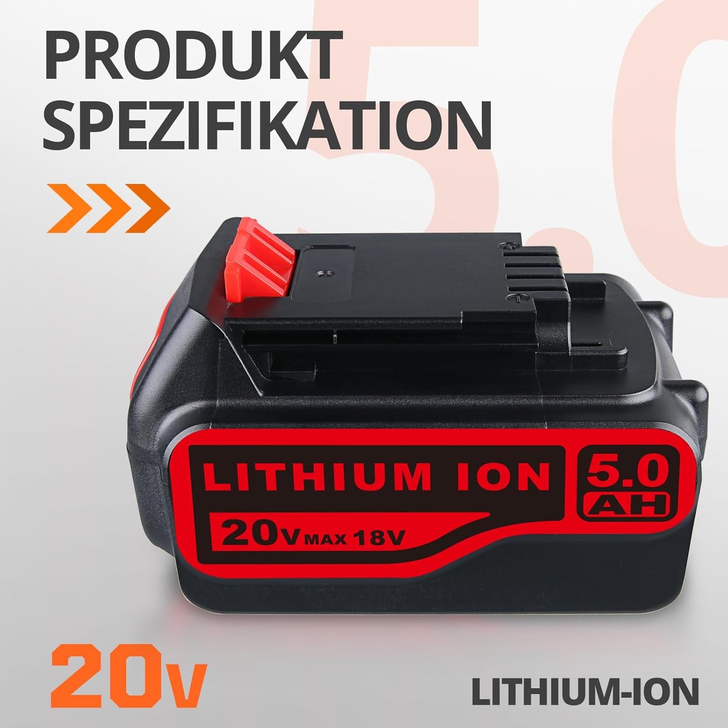 LB2X4020 20 V 5,0Ah Kompatibel Mit Black and Decker 20 V Akku Ersatz Für Black and Decker Akku Li-Ionen-Akku LBXR2020 LB2X4020-OPE LBXR20-OPE LBX4020 Für Kabellose Elektrowerkzeuge