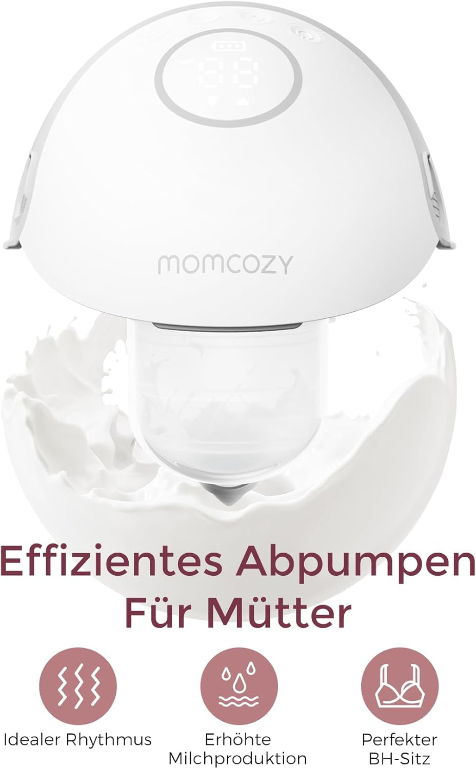 Momcozy Milchpumpe Mobile Style| M6, Tragbare Stillpumpe, Idealer Rhythmus Für Mehr Milch, Doublefit-Flansch, Mehr Passform Und Diskretion Mit 3 Modi Und 9 Stufen - 24 Mm (1, Grau)