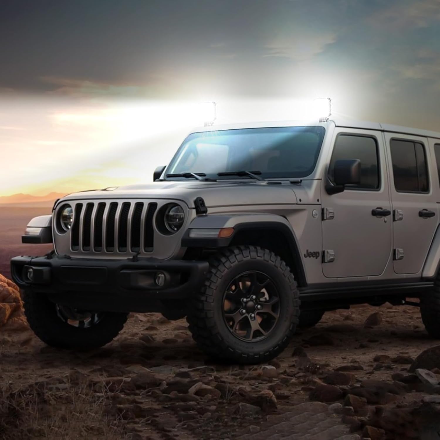 Dinfu 2 Pack 160W LED Scheinwerfer Lampen12V Led Arbeitsscheinwerfer Zusatzscheinwerfer, 6000K LED Arbeitsleuchte Offroad Flutlicht Für SUV ATV Truck KFZ