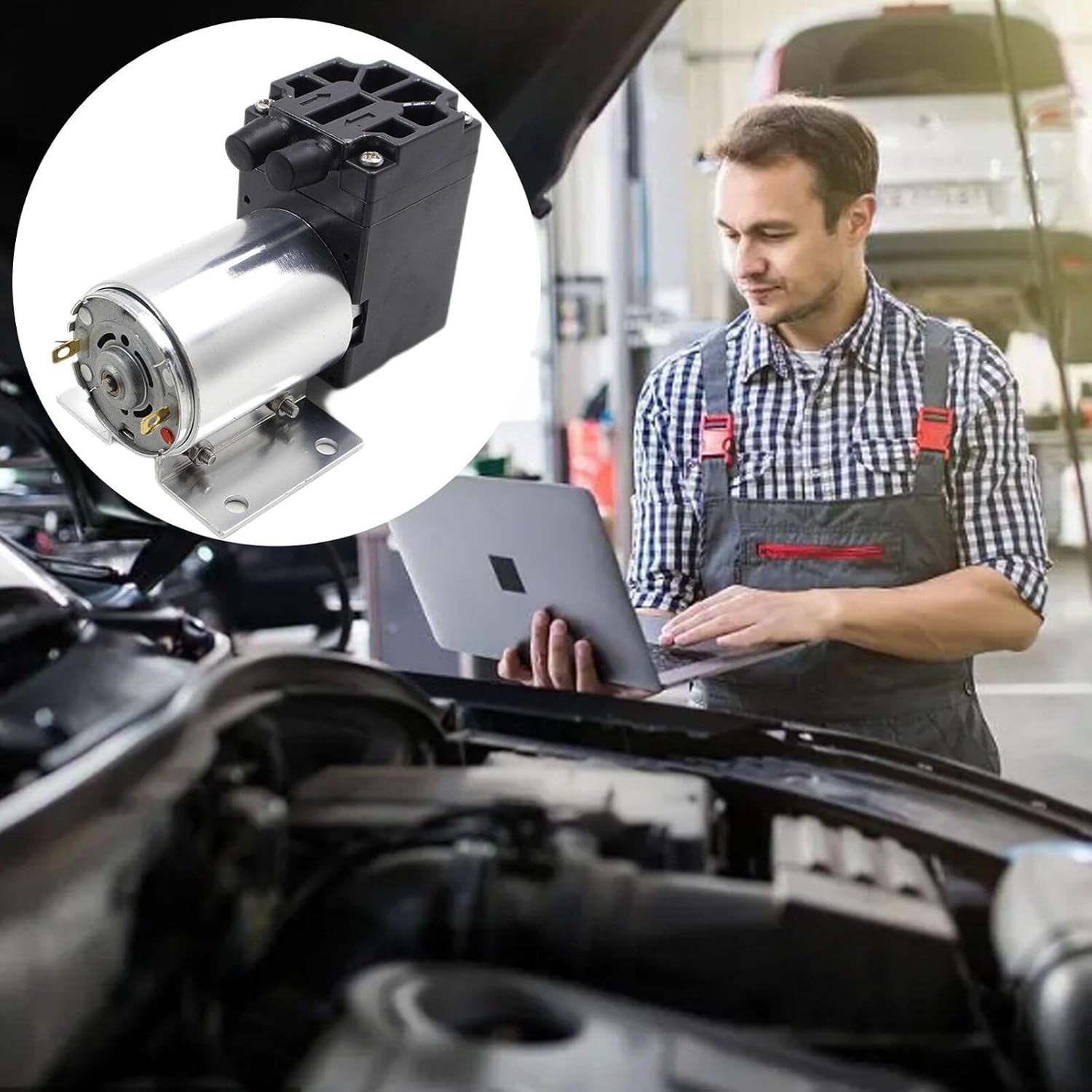 Mini Vakuumpumpe 12V - 5L/Min DC Unterdruckpumpe Mit Halter, Geräuscharme Vakuum Pumpe, Ideal Für Medizinische Anwendungen Und Gasanalysen