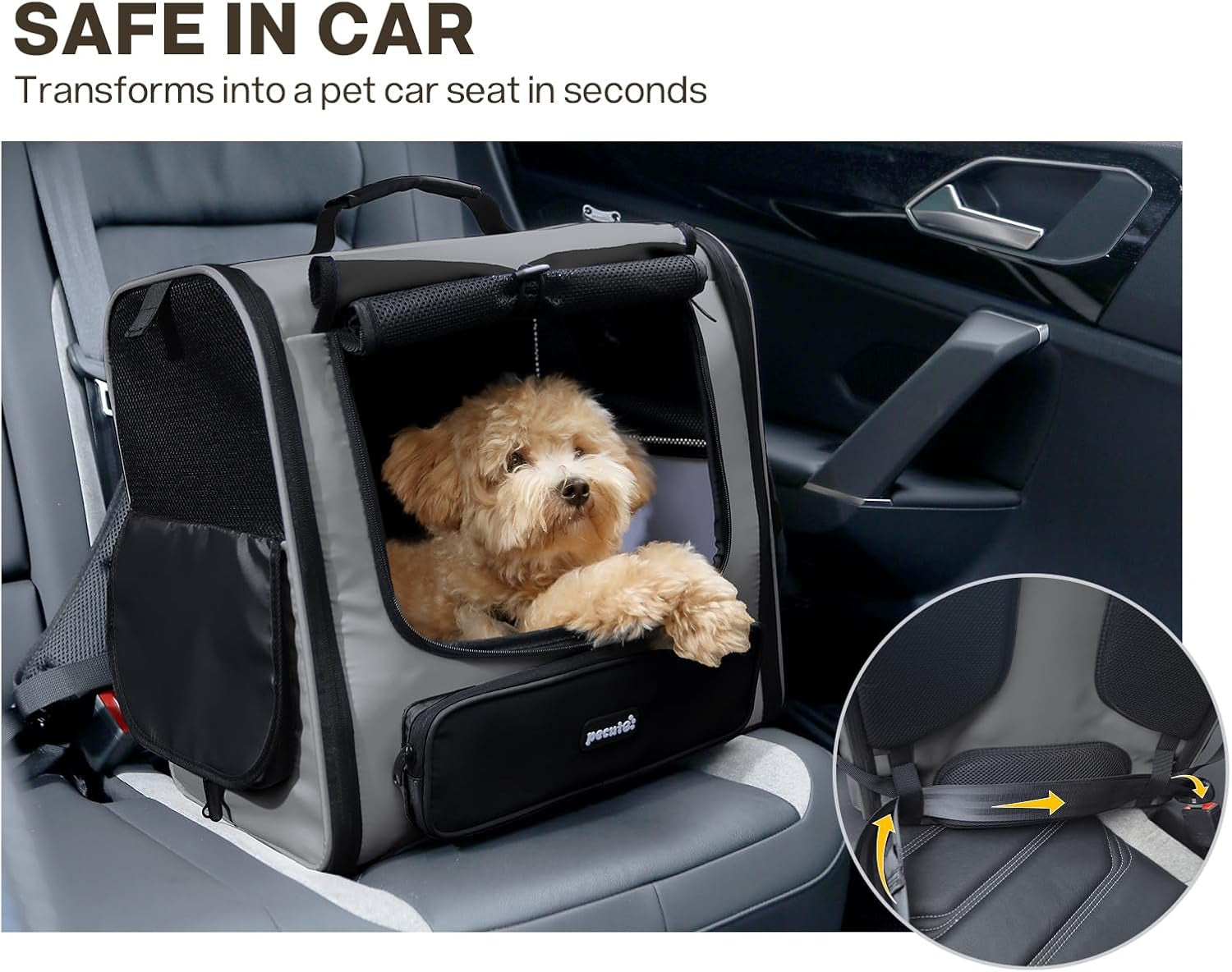 Pecute Große Katzen Rucksack Tragetasche Für Katzen & Kleine Hunde, Belüfteter & Robuster Haustier Rucksack Für Wandern, Camping, Reisen Leichtes, Ergonomisches Design, Grau