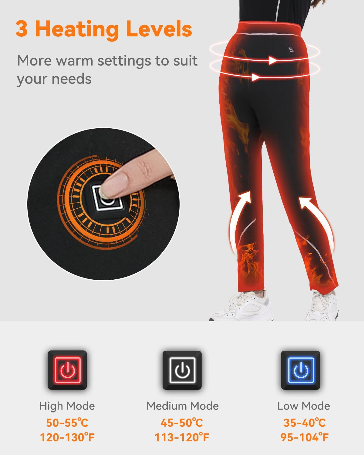 FERNIDA Damen Beheizte Hose, Thermounterwäsche Heizhose Thermo Leggings Mit Power Bank, Damen Beheizte Baselayer Hose,8 Heizkissen