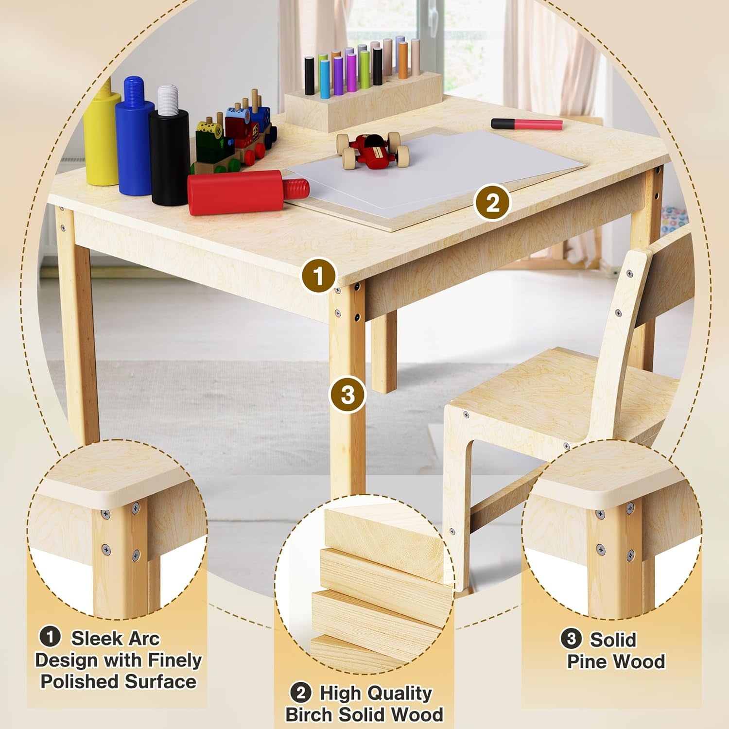 Holz Kinder Tisch- Und Stuhlset, Kleinkind Schreibtisch Und Stuhlset