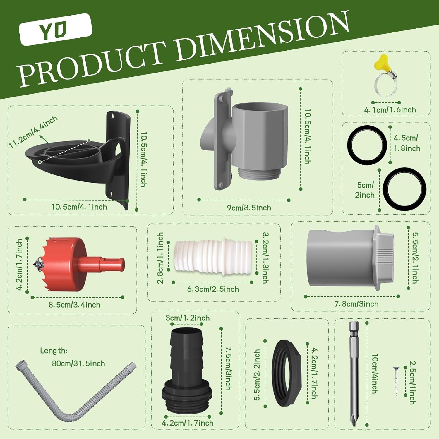 Regenwassersammler, 70-100Mm Fallrohr Regensammler Speedy, Regendieb Wasserfangsystem Mit 1M Schlauch, Regentonnen Anschluss Verbinder Set Mit Montagezubehör Für Dächer Bis 80 M²