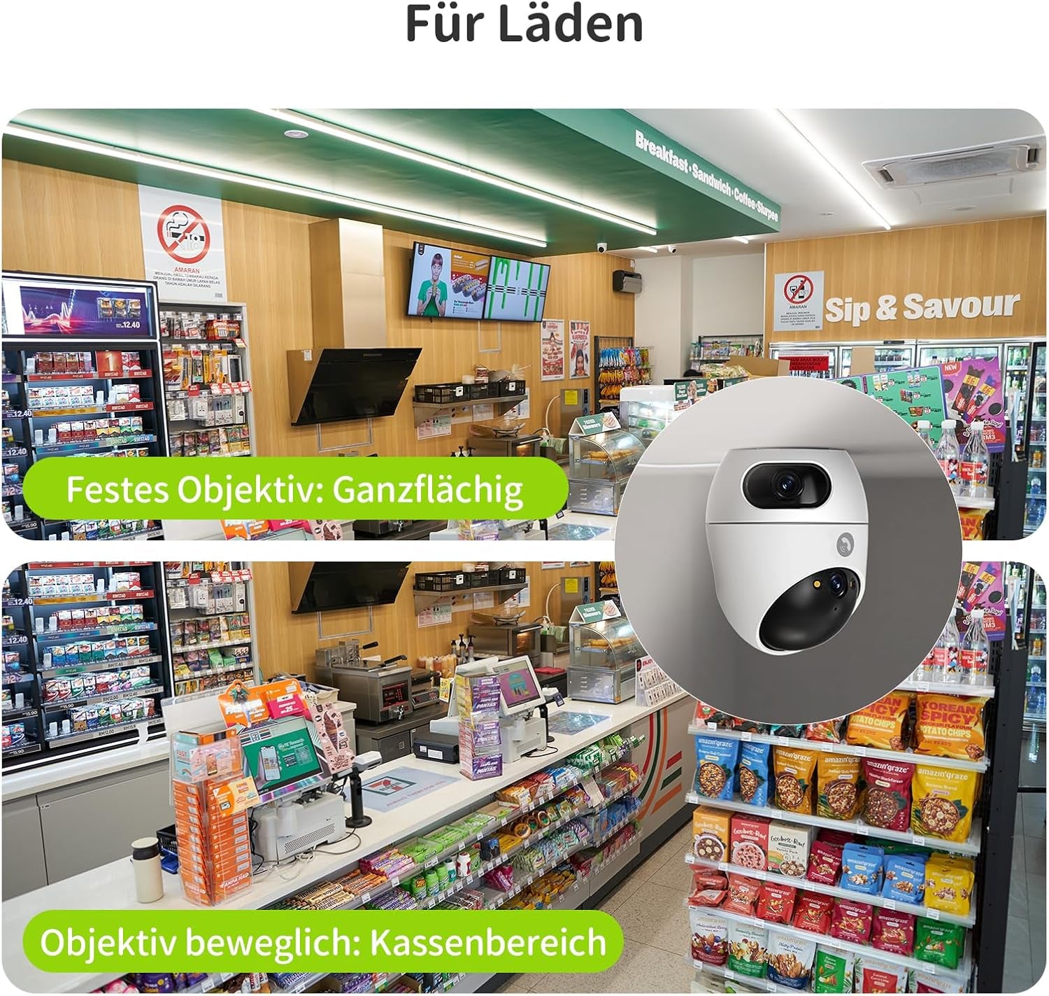3K+3K (5MP+5MP) WLAN Kamera Mit Dual-Objektiv, Überwachungskamera Innen Mit Erkennung Von Person, Haustier Und Winkender Hand, Alexa Kamera Unterstützt Patrouillenmodus, 2-Wege-Audio D220