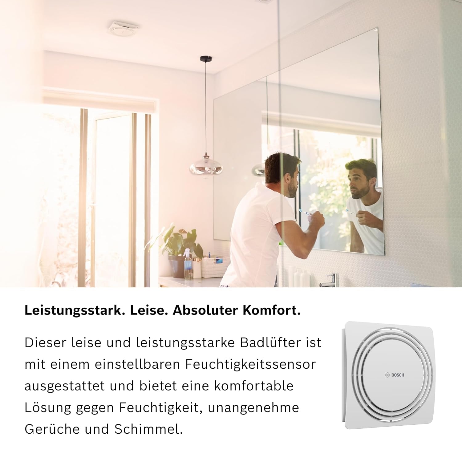 Bosch - Leiser Badlüfter 1900 DH W100 - Mit Feuchtigkeitssensor