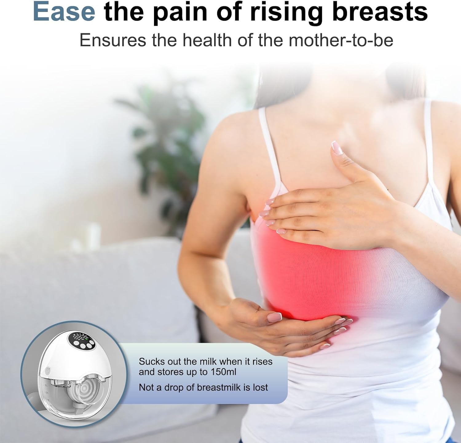 Elektrische Milchpumpe, Fmilchpumpe Handsfree, Mit Überlauffunktion Und Sprachansage, 4 Modi Und 12 Geschwindigkeiten Einstellbar, Geräuscharmer Betrieb Milchpumpe Elektrisch (Weiß)