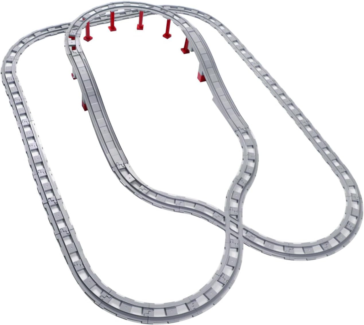 67PCS Bausteine Schienen Set, City Eisenbahn Schienen Bestehend Aus Cross, Track Gerade, Kurven Schienen, Schräge Schienen, Kompatibel Mit Dem Marktführer Ab 2 Jahren