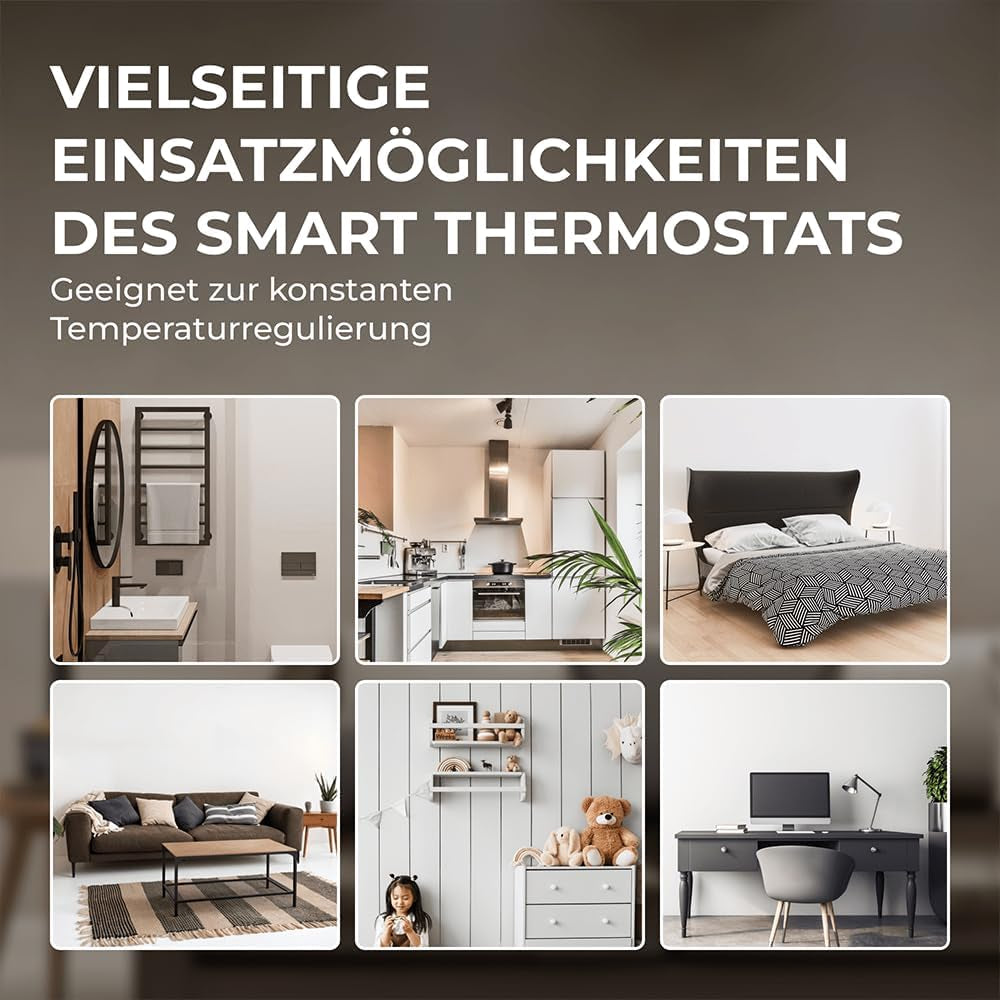 BR Bringer Smart Thermostat Steckdose – WLAN & App – Steckdosenthermostat Mit Verbrauchsanzeige, LED Farbdisplay, Wochenprogramm & Fenster-Offen-Erkennung - Kompatibel Mit Amazon Alexa, Google Home