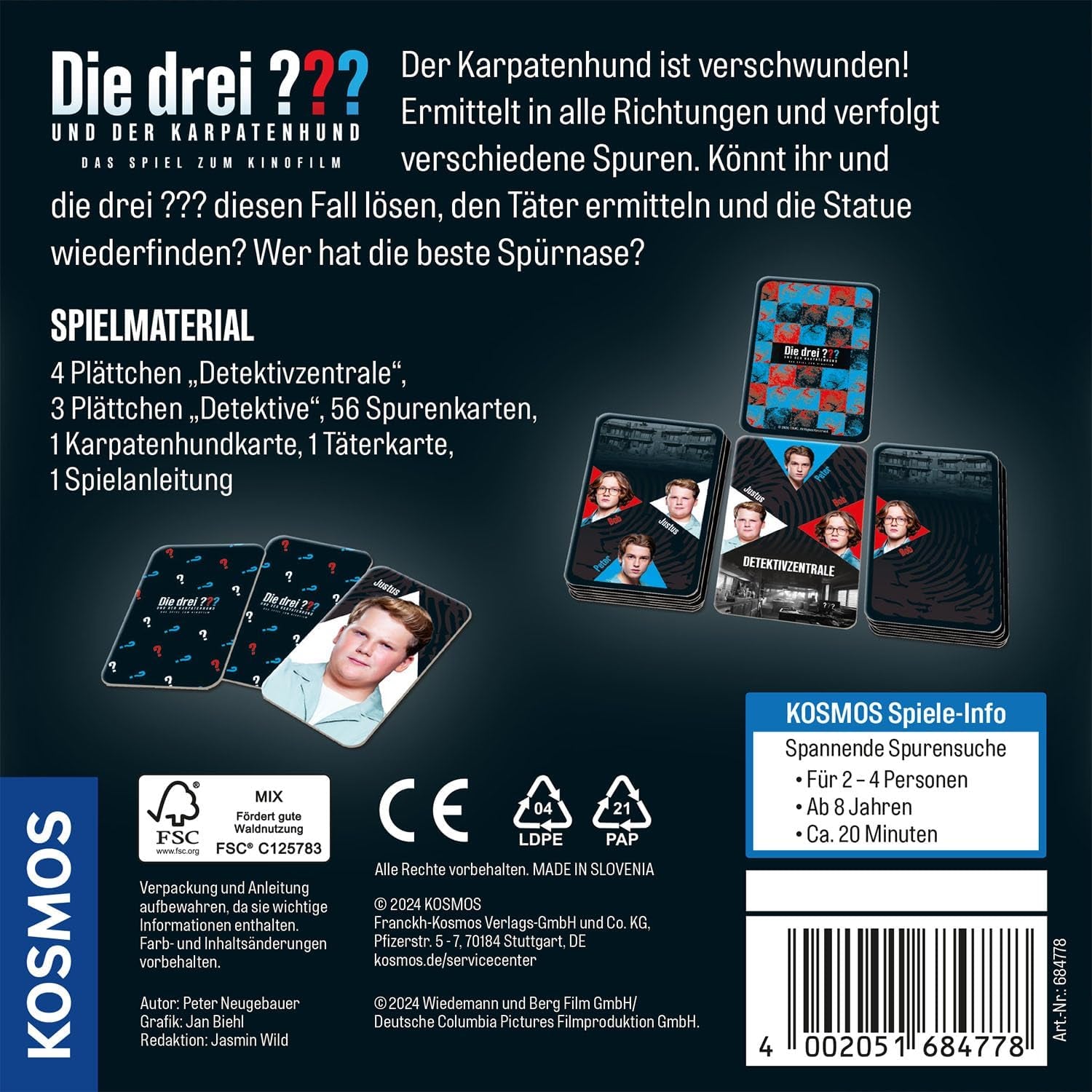 Die Drei ??? Und Der Karpatenhund Das Spiel Zum Film Von KOSMOS 684778, Für 2-4 Kinder Ab 8 Jahre, Spannendes Kinderspiel, Brettspiel, Geschenk