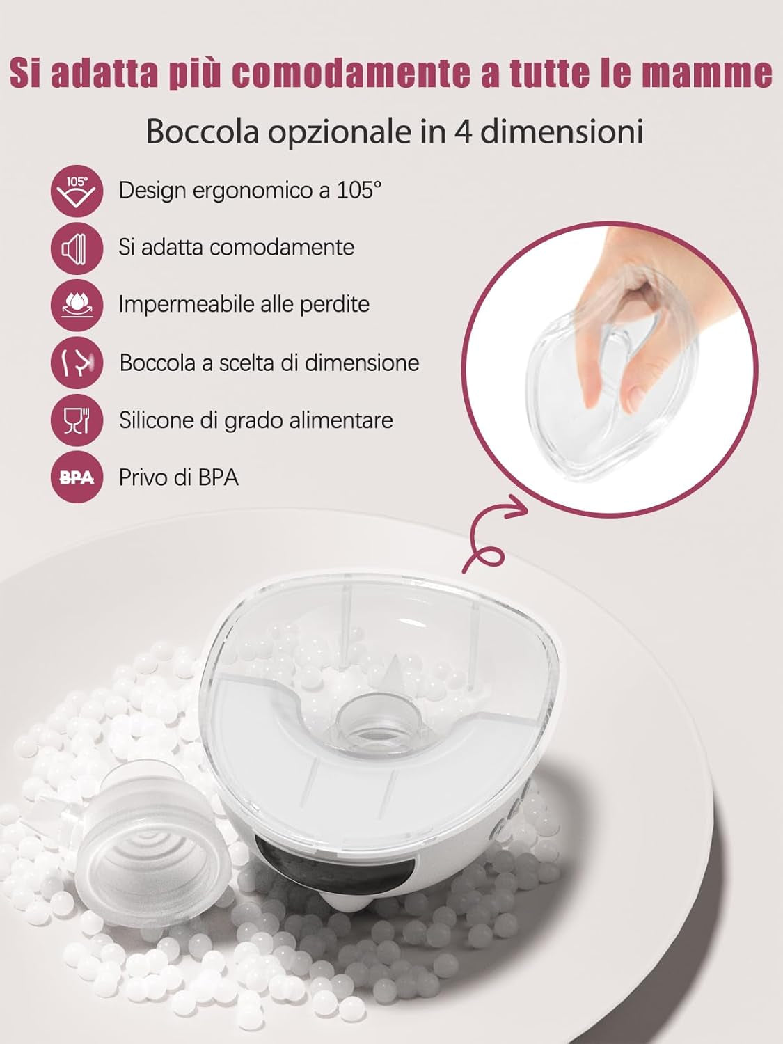 Lulia Milchpumpe Elektrisch, Tragbare Elektrische Milchpumpe Freihändig, 4 Modi Und 9 Stufen, Schmerzlos, Starke Absaugung, Geräuscharm, BPA Frei, Mit 17/19/21/24MM Flansche (Weiß, 1 Stück)