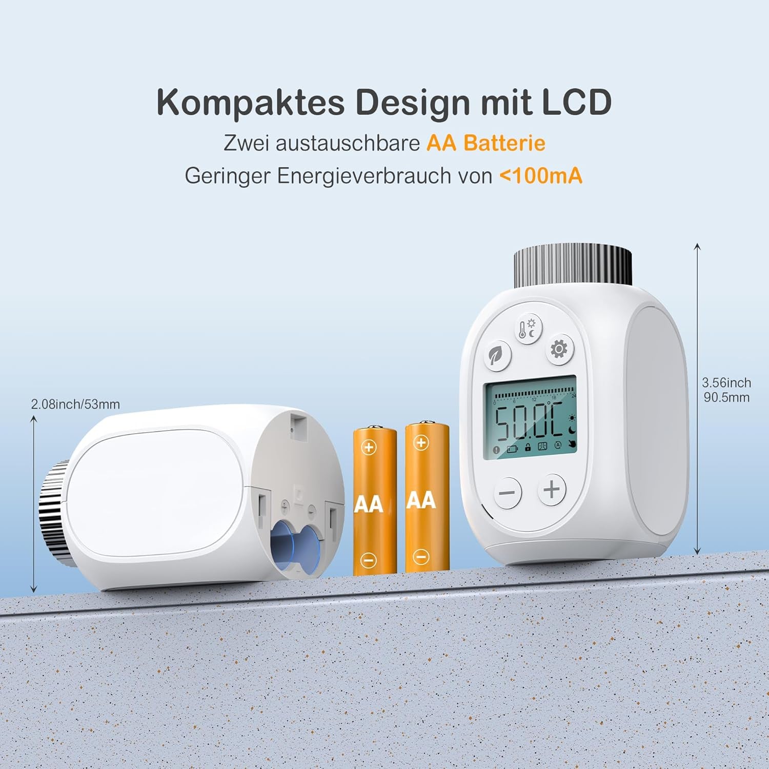 GS365U Smart Heizkörperthermostat Benötigt Tuya Zigbee Hub, Individuell Programmierbares Heizungsthermostat Mit Lcd-Display, Smartlife Integration Batteriebetrieb