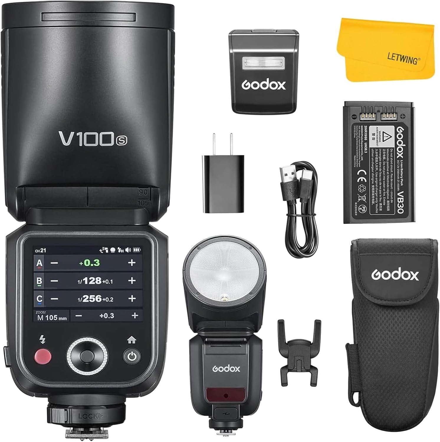 Godox V100-S V100 S round Head Flash Kompatibel Für Sony, 2.4G Wireless HSS 1/8000S V100S Strobe TTL Speedlight Mit Li-Ion Akku Abnehmbarer Sub Flash Support Type-C
