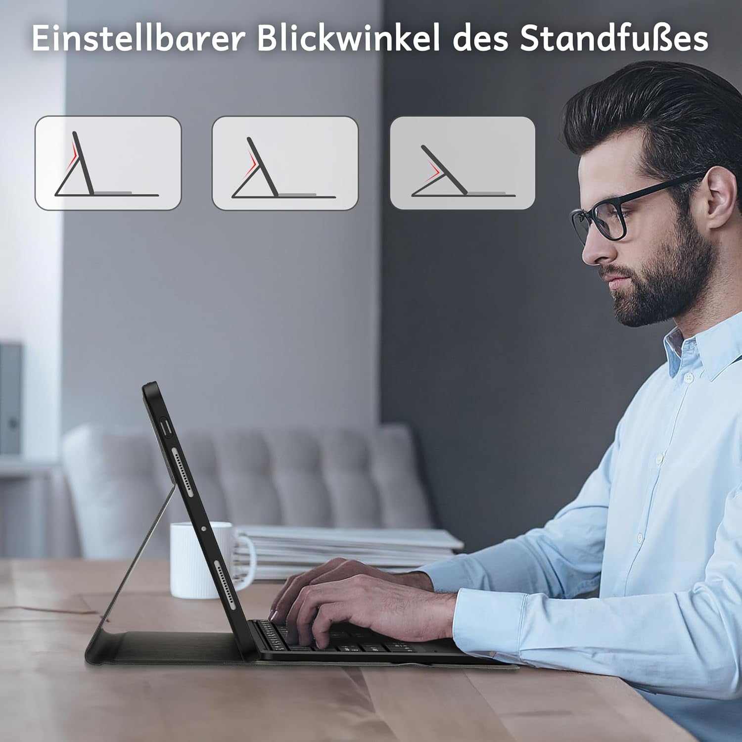 CACOE Hülle Tastatur Kompatibel Mit Ipad Pro 11 Zoll M4 Hülle 2024 Mit Touchpad, 7-Farbige Beleuchtung Abnehmbare Kabellose, Schwarz
