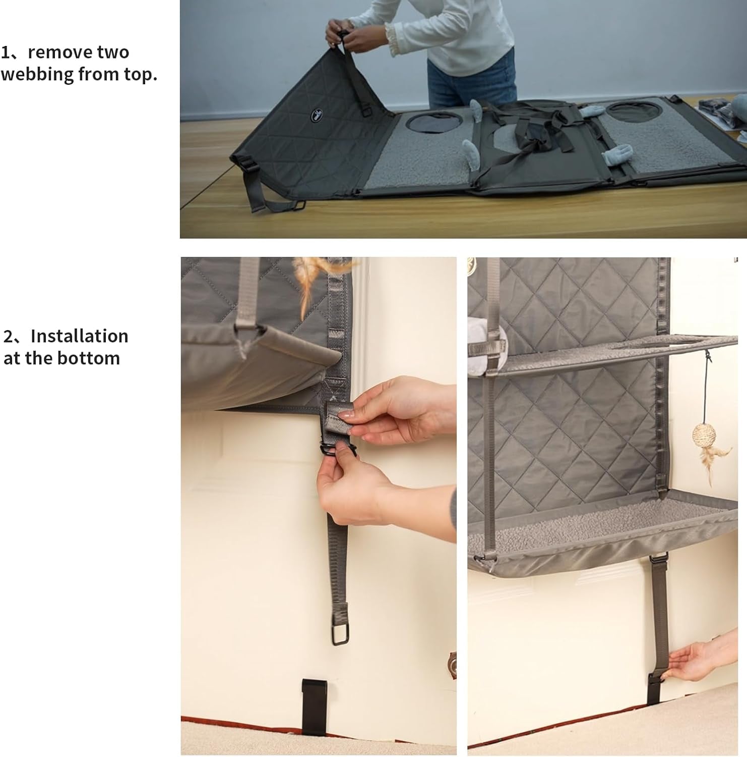 Hängender Kratzbaum - Tür Montiert Climber Katze Wand Katze Hängematte Für Indoor, Hanging/Erhöhte Bett - 4 Geschichte Mit Abnehmbaren Kissen, Ball Spielzeug Und Rollolo Katzenmöbel