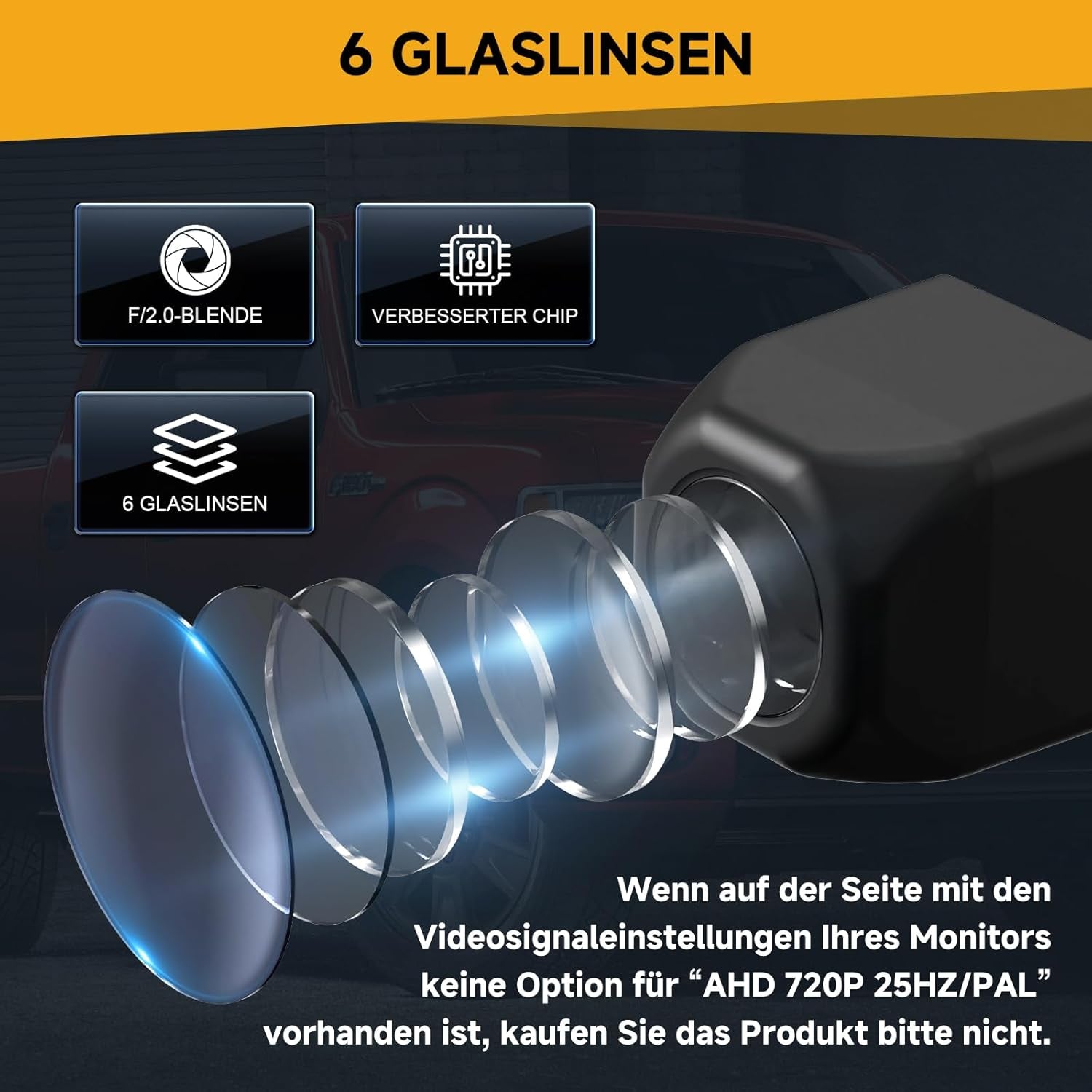 AHD Rückfahrkamera Auto, Universal NTSC & PAL IP67 Wasserdicht Auto Rückansicht Kamera 170° Weitwinkel Mit 26 Ft Stecker Für Auto LKW SUV Wohnmobil