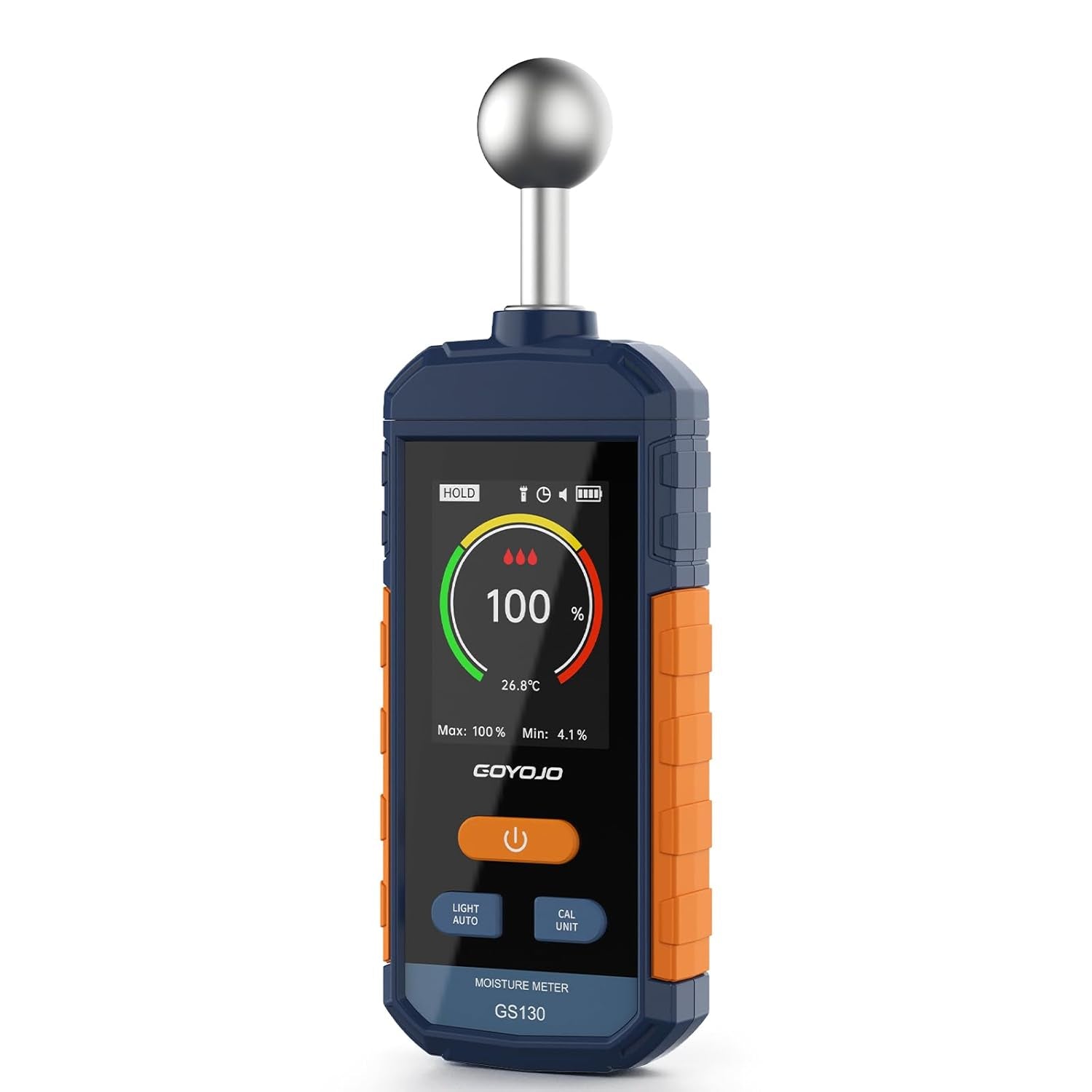Feuchtigkeitsmessgerät, GOYOJO Holzfeuchtemessgerät Mit Lcd-Bildschirm Und Akustischem Alarm, Wiederaufladbare Feuchtigkeitsmesser Für Holz Brennholz Und Papier, Nachweis Von 5 Bis 40 Mm