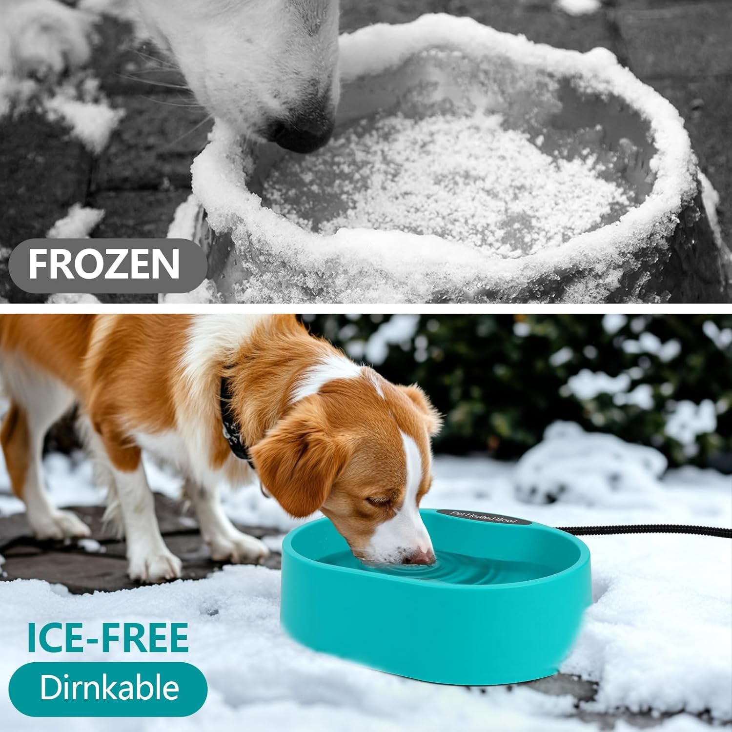 Beheizter Wassernapf Für Hunde, 3.7L Beheizter Haustiernapf, Beheiztes Frostschutz Tränkebecken, 2M Anti-Bite Kabel, Beheizbarer Wassernapf Für Hunde Katze Hasen Hühner Im Winter