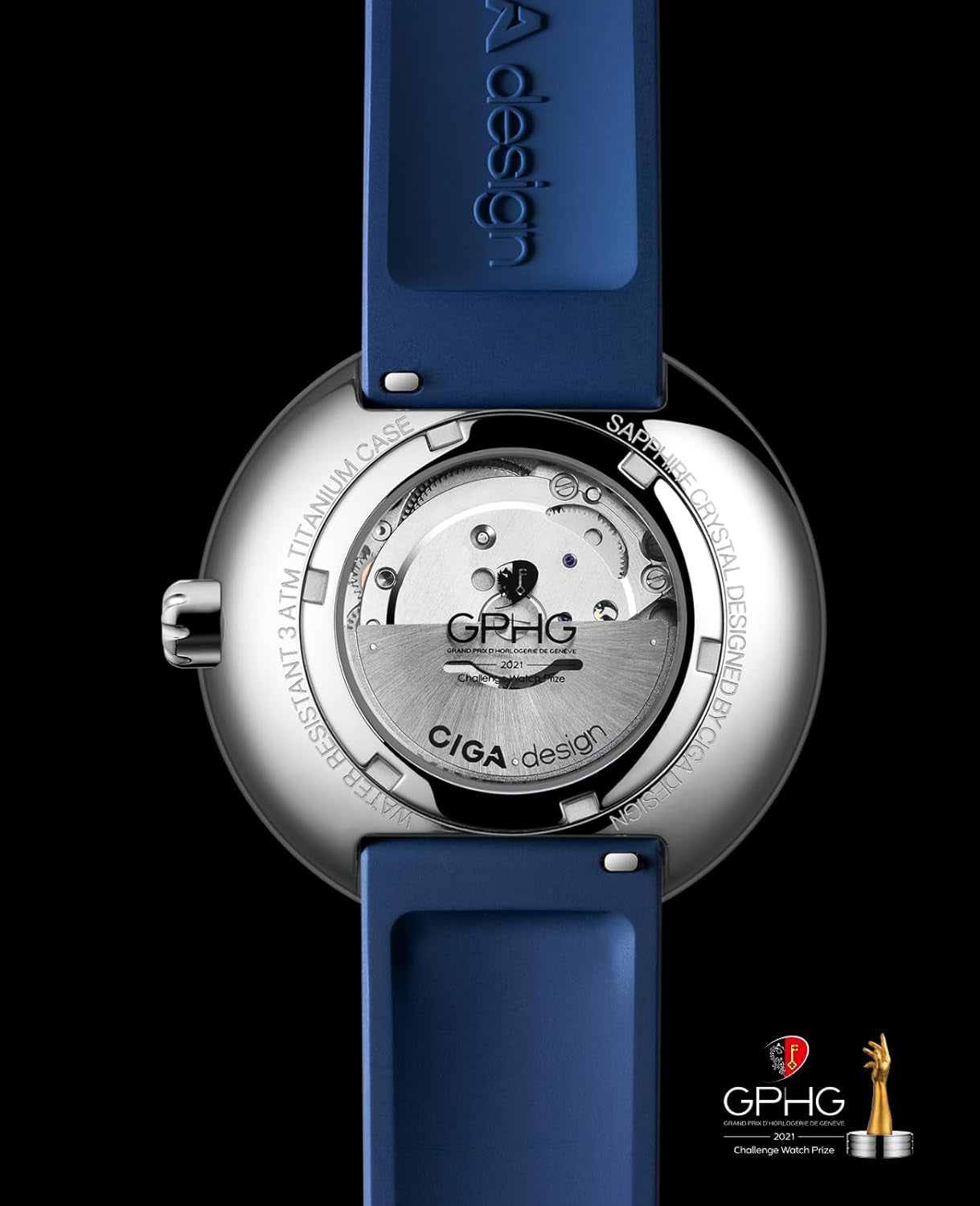 CIGA Design Automatik Uhr Herren - Blue Planet Armbanduhr Edelstahl/Titan/Keramik Mit Fluorkautschuk Armband