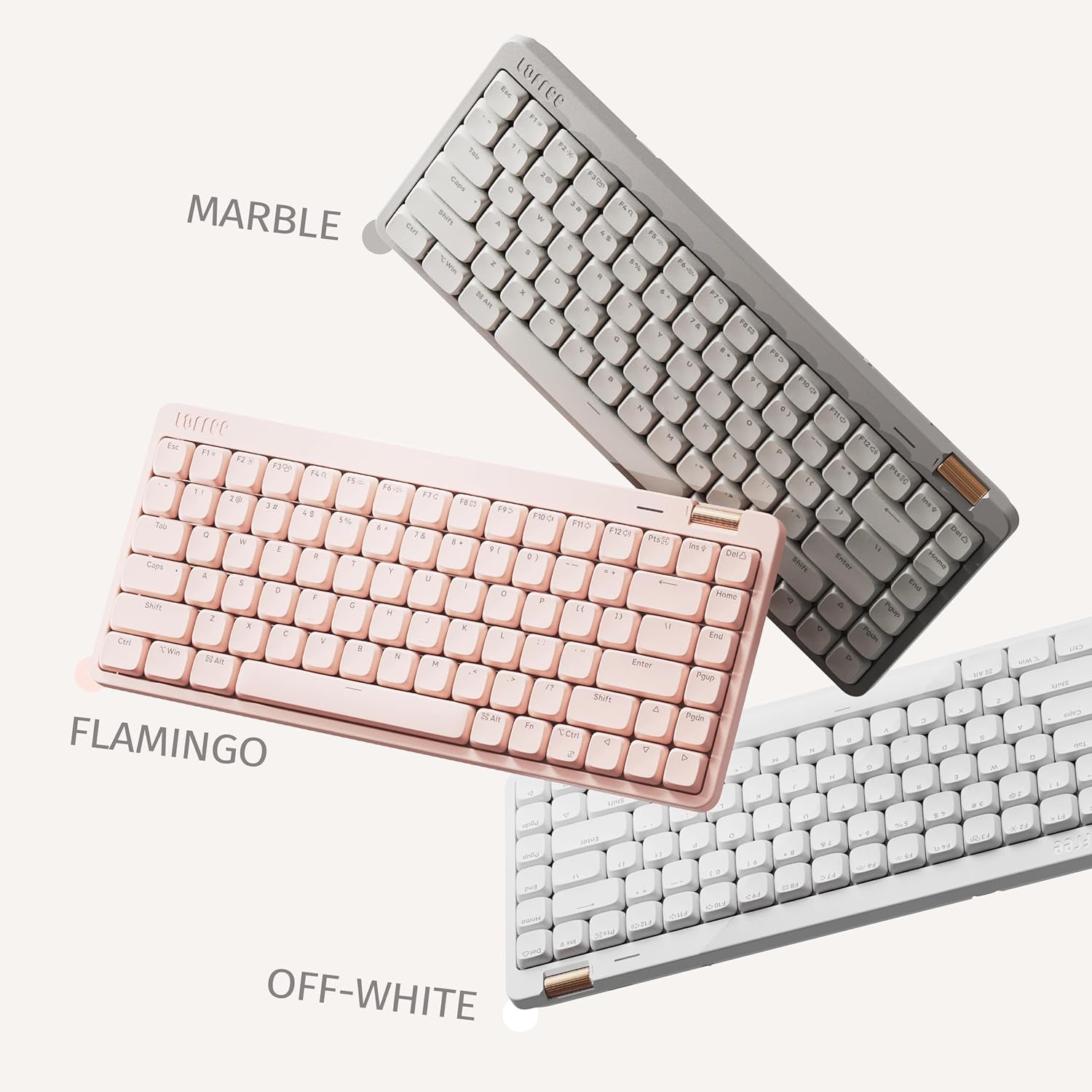 Flow Lite84 Tasten Low Profile Mechanische Tastatur, Swappable Wiederaufladbare Kabellose Tastatur Mit 2.4G Empfänger, Bluetooth Und Kabelanschluss Für Windows,Mac/Linear Switches(Marmor) Us-Layout