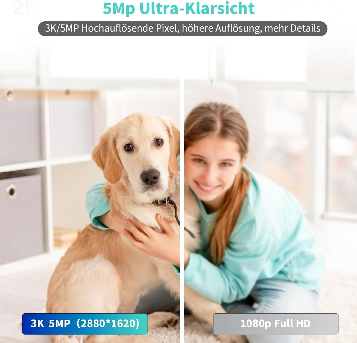 3K Überwachungskamera Für Den Innenbereich,360°,5G Und 2.4G Wlan,Bewegungserfassung,Nachtsicht,Zwei-Wege-Audio,Kompatibel Mit Alexa Und Google Assistant,Enthält 64G Tf-Karte