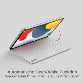 HOU Slim Bluetooth Tastatur Hülle Für Ipad 11. Generation 2025 (A16) & 10. Generation 2022, Kunstleder-Optik Hülle Mit Tastatur, Ergonomischer Winkel, QWERTZ, Weiß