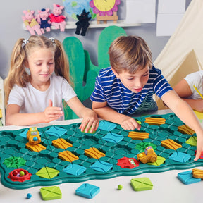 Burgkidz Logischer Straßenbauer Brettspiele Für Kinder 4 5 6 7 8 Jahre Jungen, 57 X 57 Cm Großes Brett Labyrinth Puzzle Logik Spiel Mit 3 Rückzugbagger, Geschenke Kinderspielzeug Für Alter 4-8