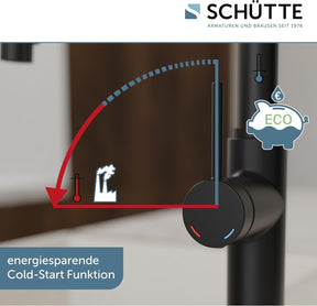 SCHÜTTE 79566 Blackpool Küchenarmatur Mit Ausziehbarer Geschirrbrause, 360 Grad Wasserhahn Für Die Küche, Mischbatterie Mit Einhebelmischer, Spültischarmatur Mit Brause Ausziehbar in Schwarz